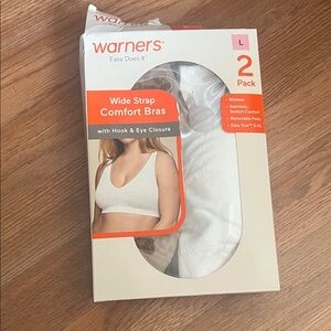 Warner's Easy Does It White Comfort Bras - 2 Pack large NIB